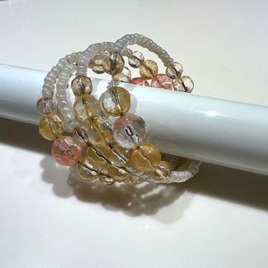 Bead and pearl bangle bracelet